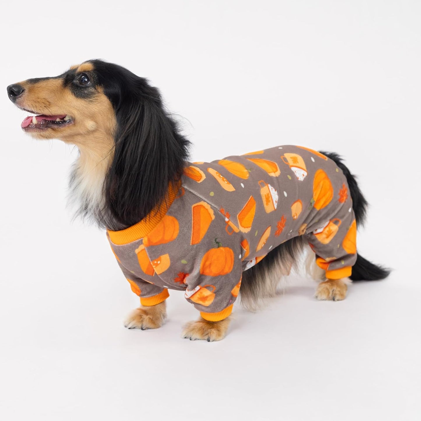 Fitwarm Pumpkin Dog Pajamas, Thanksgiving Outfit for Small Dogs Boy Girl, Pet Onesie, Brown, Orange, Small