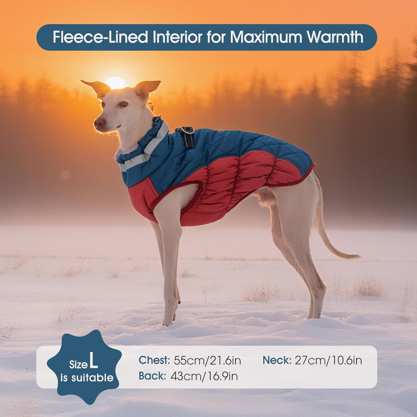 FUAMEY Dog Coat for Large Dogs,Waterproof Dog Winter Jacket with Harness Built in Puppy Cold Weather Coats Reflective Pet Vest with Zipper Warm Fleece Dogs Snowsuit Windproof Dark Blue XL