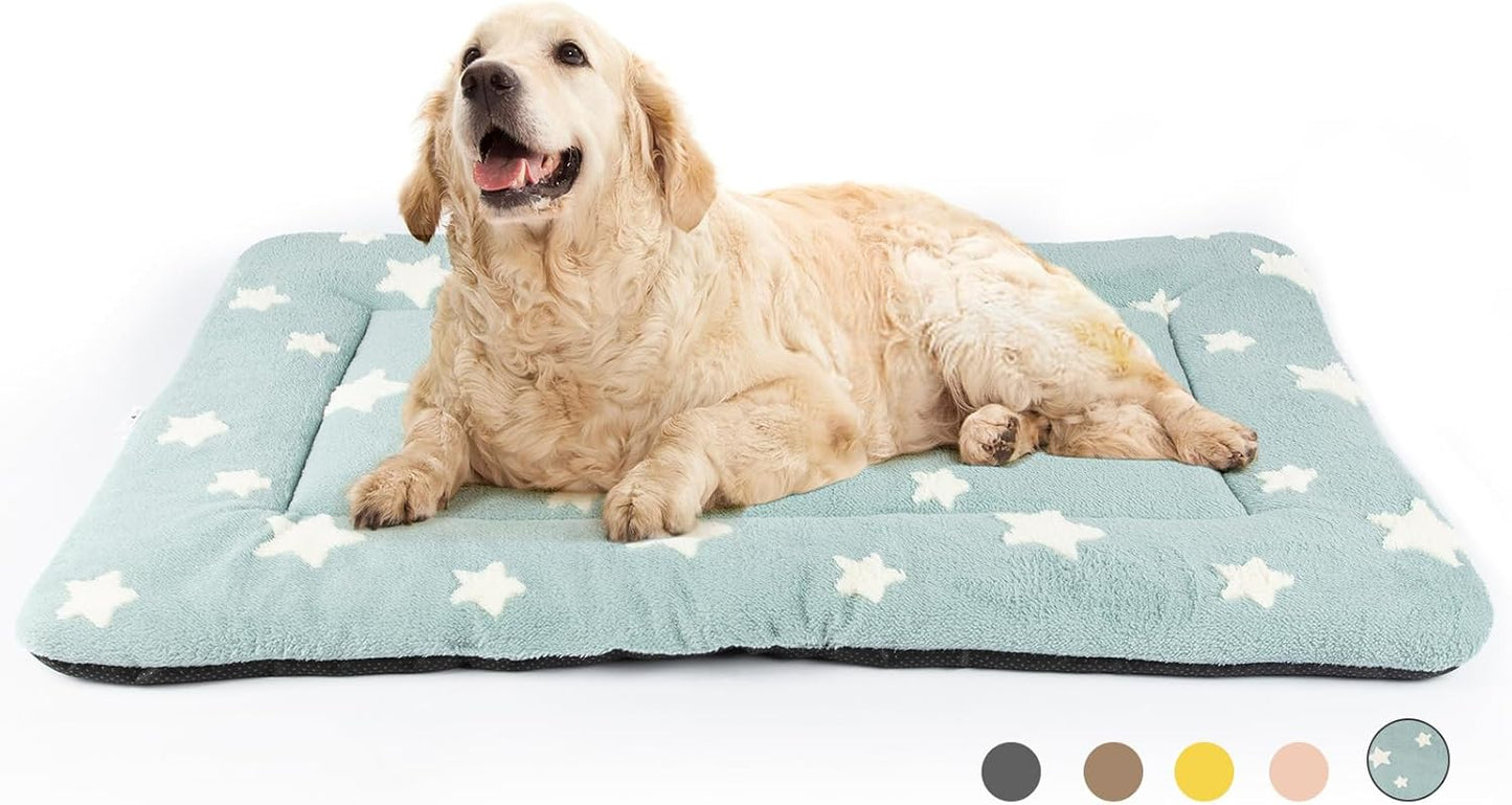 Mora Pets Dog Crate Pad Dog Kennel Bed Crate Mat for Large Dogs Washable Cute Star Pet Bed for Cage Ultra Soft Flat Pillow Cushion for Cozy Sleeping Anti-Slip Blue 42 x 27