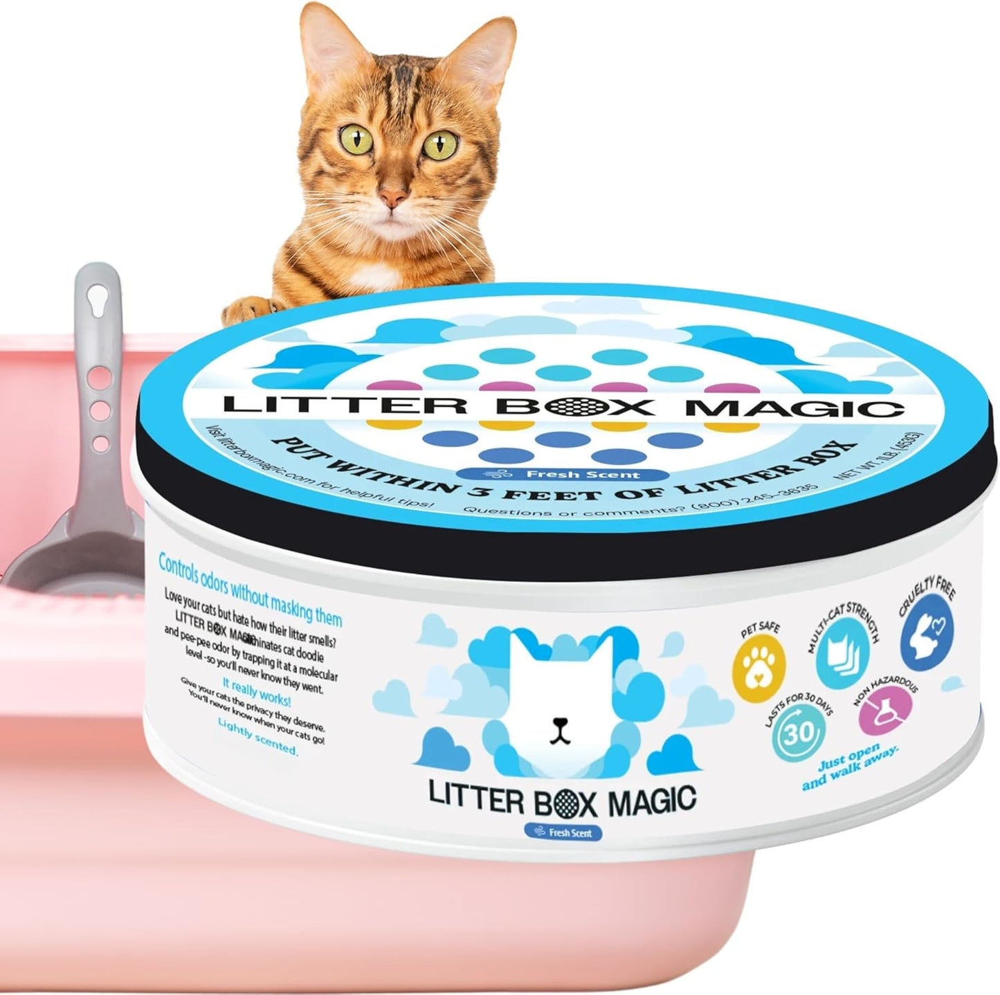 Cat Litter Deodorizer Jar (Fresh Scent, 16 Oz, Pack of 1) - Cat Litter Odor Absorber Gel In A Jar - Litter Box Pet Air Freshener - Litter Odor Eliminator to Freshen Air