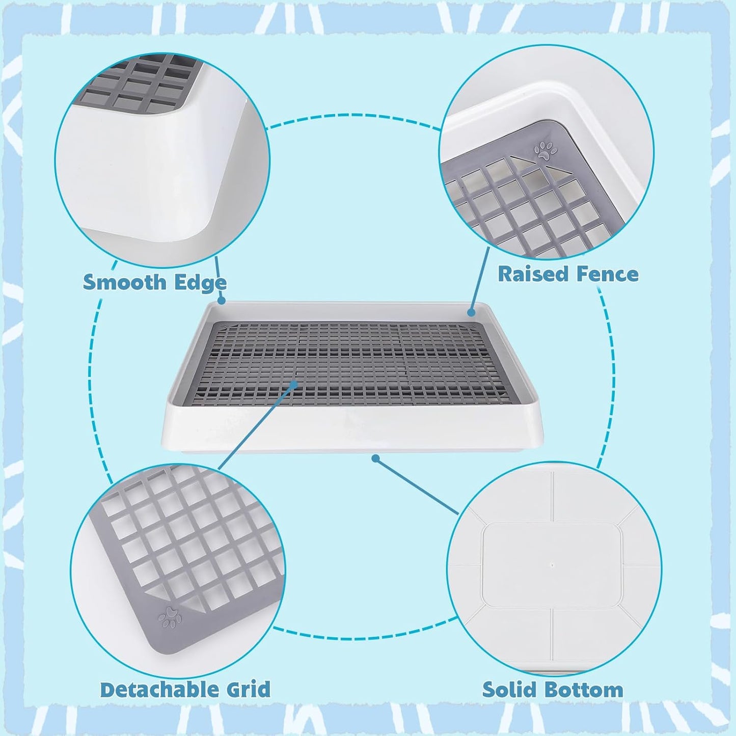 FHTONGE Guinea Pig Litter Box for Cage, Guinea Pigs Litter Pan with Grid, Rectangular Small Amimal Potty Trainer Tray Pet Toilet for Rat Chipmunk Chinchilla Hedgehog Hamster Ferret Rabbit