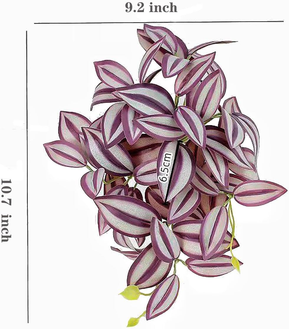 Reptile Plants for Terrarium, Amphibian Habitat Decor Artificial Hanging Plants with Suction Cup, Artificial Plants for Gecko Chameleon Snake Tortoise Tank Accessories. 2-Pack (Zebrina)