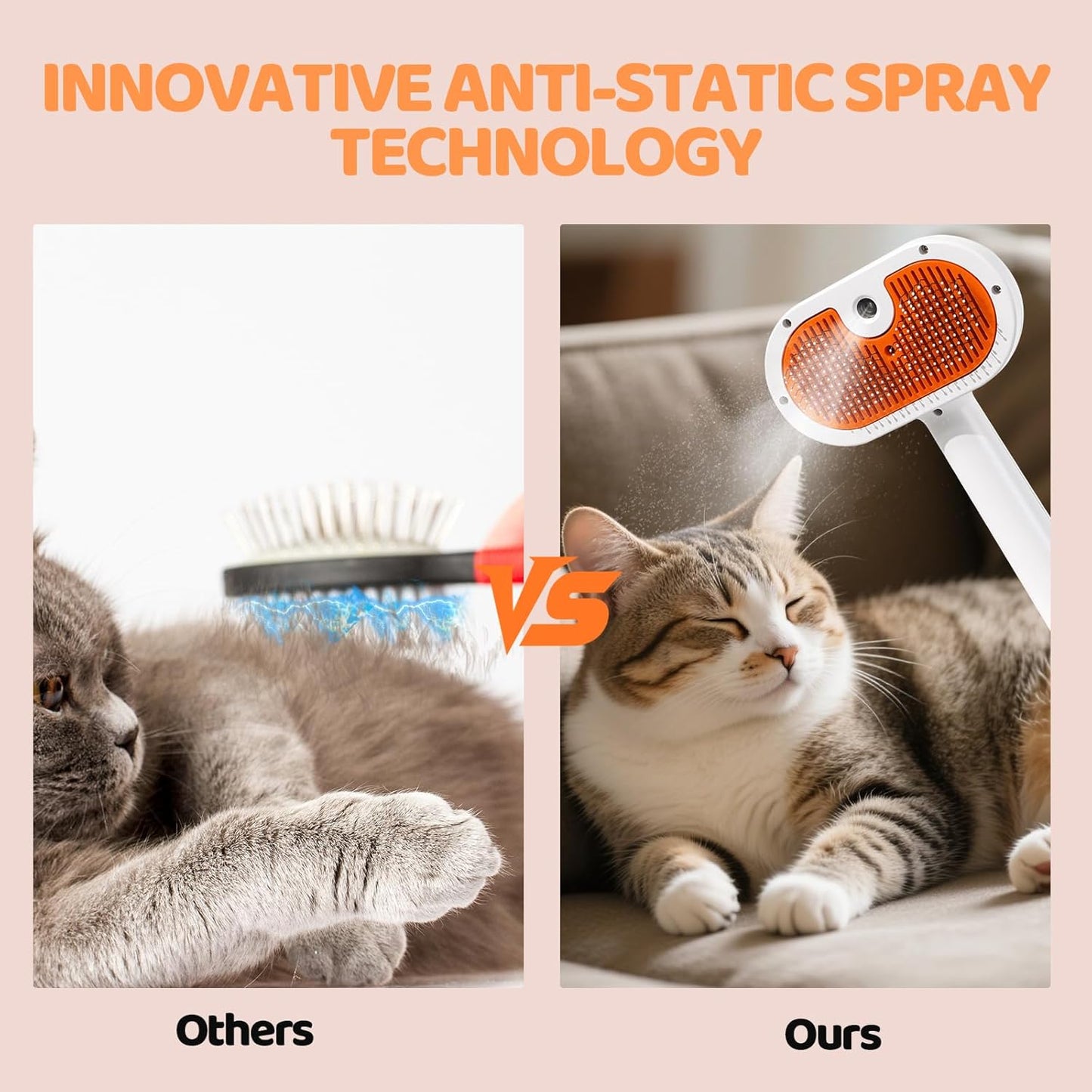 Cat Steam Brush-3 in 1 Pet Brush,Dog Shedding Tool Self Cleaning Pet Spray Depilation Comb with Release Button,Dog Steam Brushs,Cat Grooming Supplies for Long Short Haireds