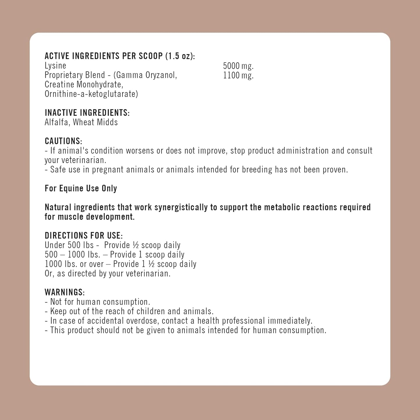 Formula 707 MuscleMx Equine Supplement, 25lb Refill Bag – Conditioning Support and Muscle Builder for Horses with Lysine, Gamma Oryzanol, Creatine & OKG