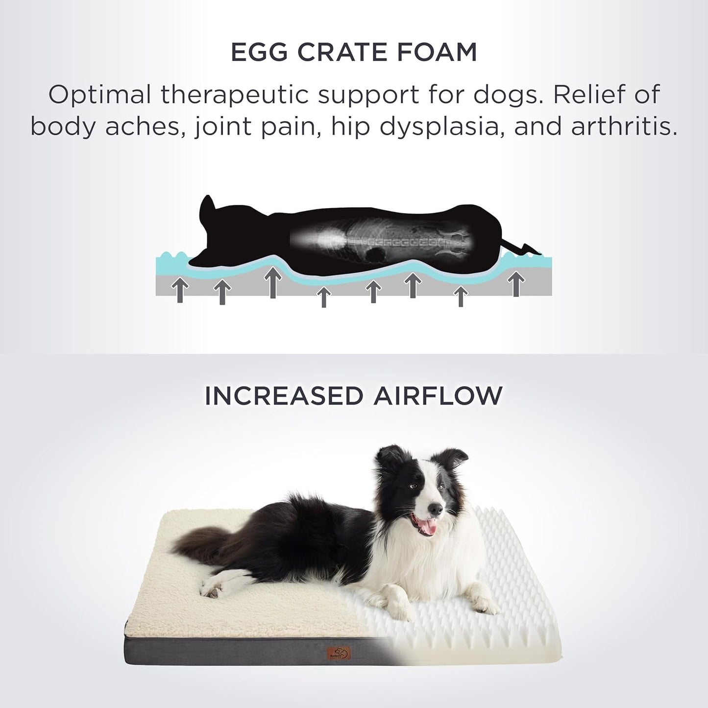 Bedsure XXL Dog Bed for Large Dogs - Orthopedic Flat Giant Pet Beds with Removable Washable Cover, Jumbo Egg Crate Foam Mat, Suitable for Pet Up to 150 lbs