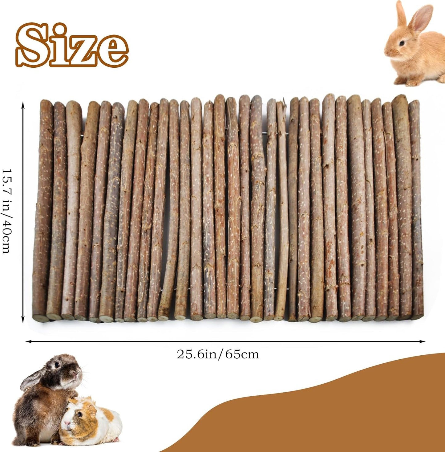 kathson Rabbit Bridge Wooden Hamster Climbing Tunnel Bunny Extra Large Ladder Wood Flexible Hideout for Guinea Pig Chinchilla Ferret Hedgehog Rat Squirrel and Other Rodents(26 x 16 in)