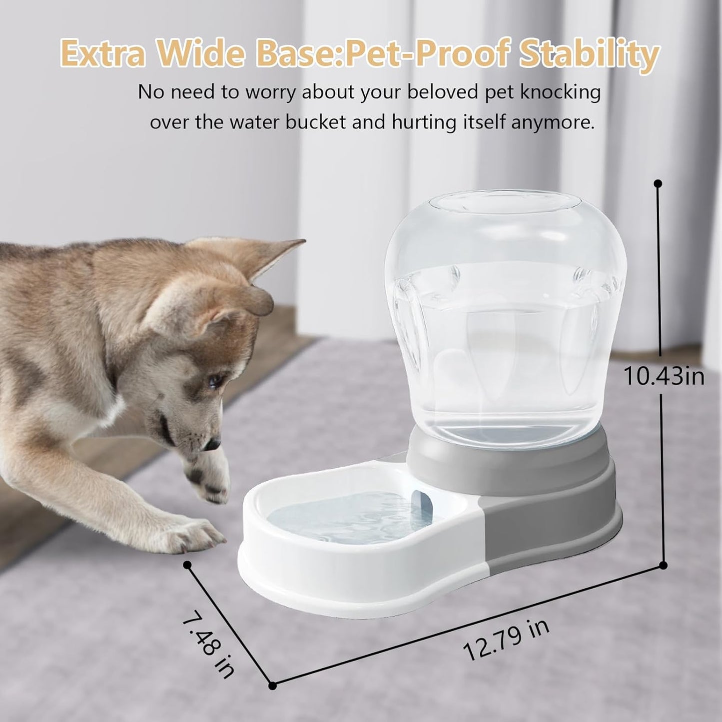 1 Gallon Automatic Dog Water Bowl Dispenser,Large Capacity Water Feeder for Cats and Dogs, BPA-Free,1 Gallon Grey