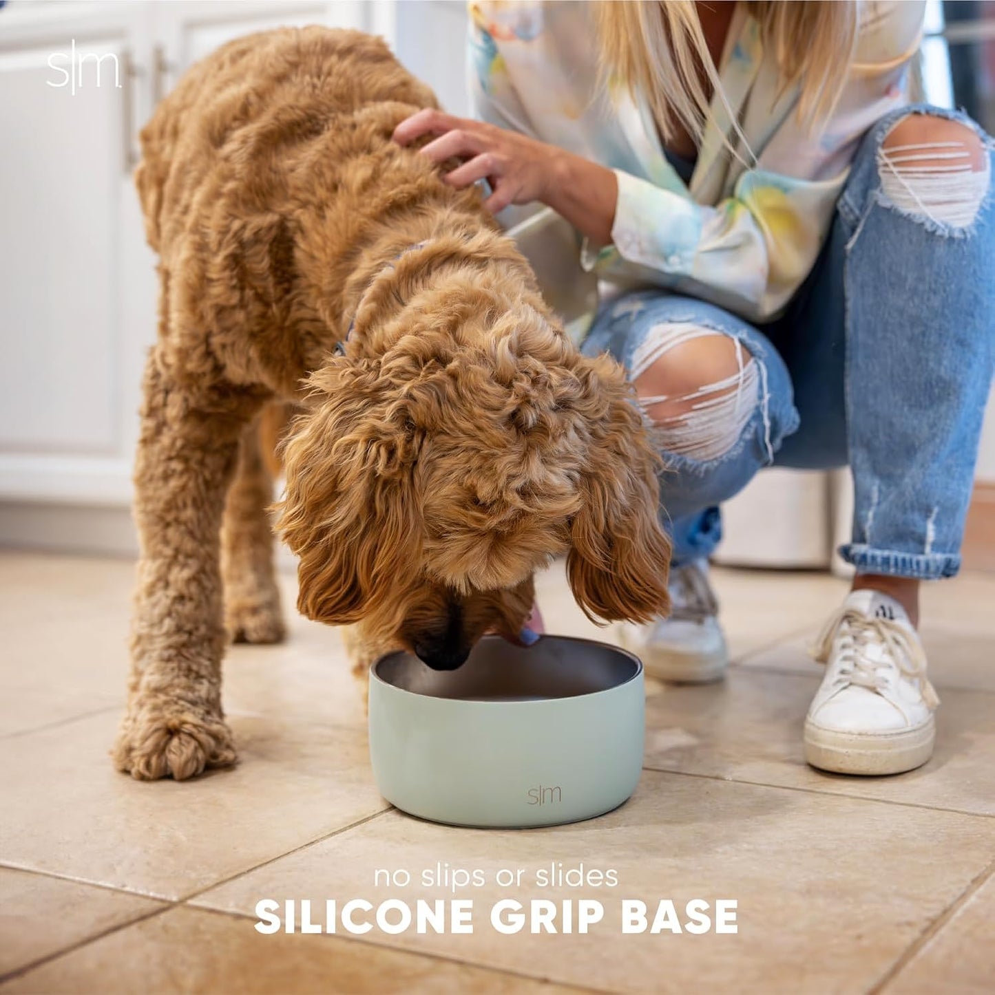 Simple Modern Stainless Steel Pet Water Bowl for Dogs & Cats | Reusable Insulated Stainless Steel Food Bowls for Dog Cat | No Tip No Slip BPA Free | Bentley Collection | Medium (32oz) | Winter White