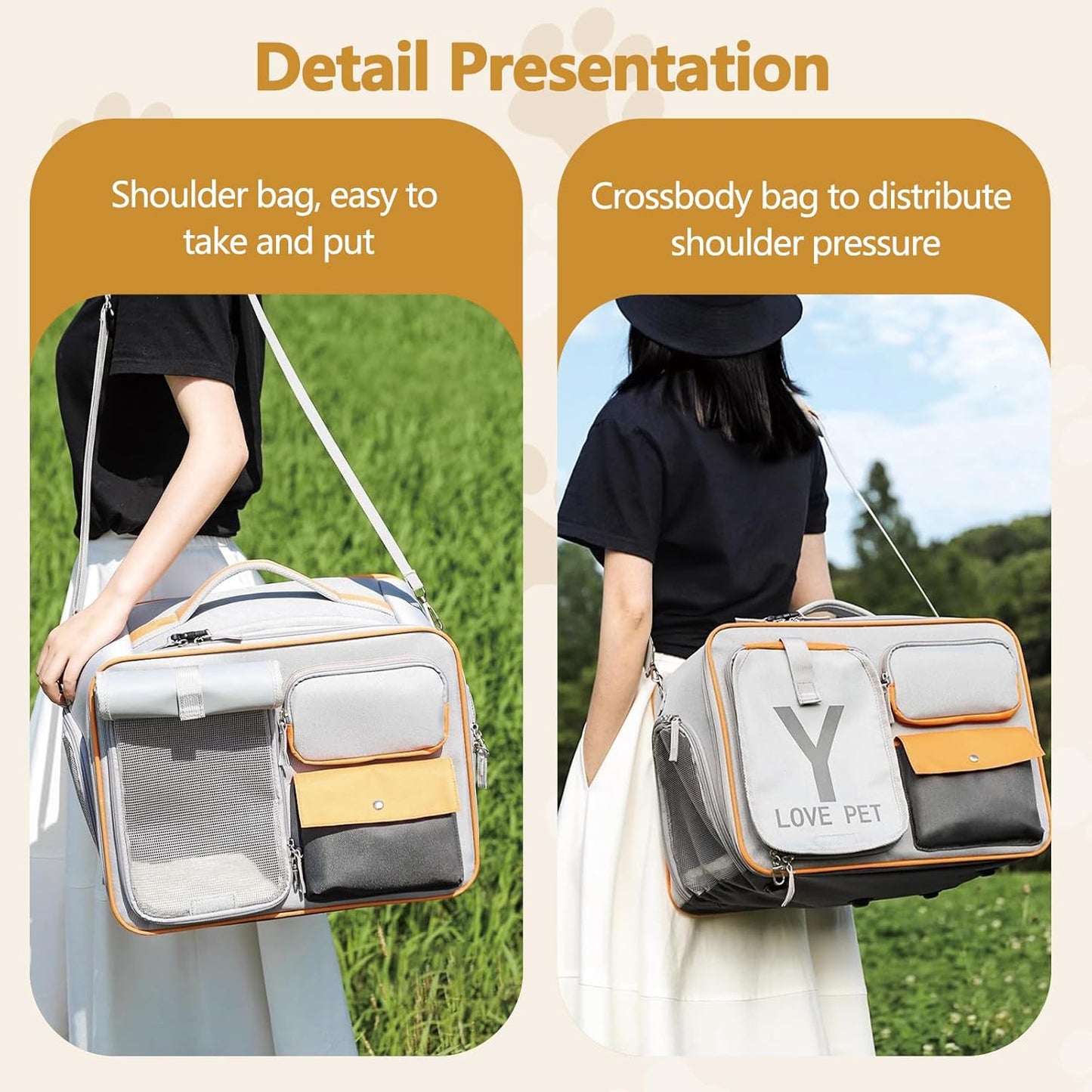 Dog Backpack, Pet Backpack with Upgrade Waist Cushion Design to Better Fit The Waist, Ventilated Soft Cat Backpack for Travel, Hiking, Camping(Gray)