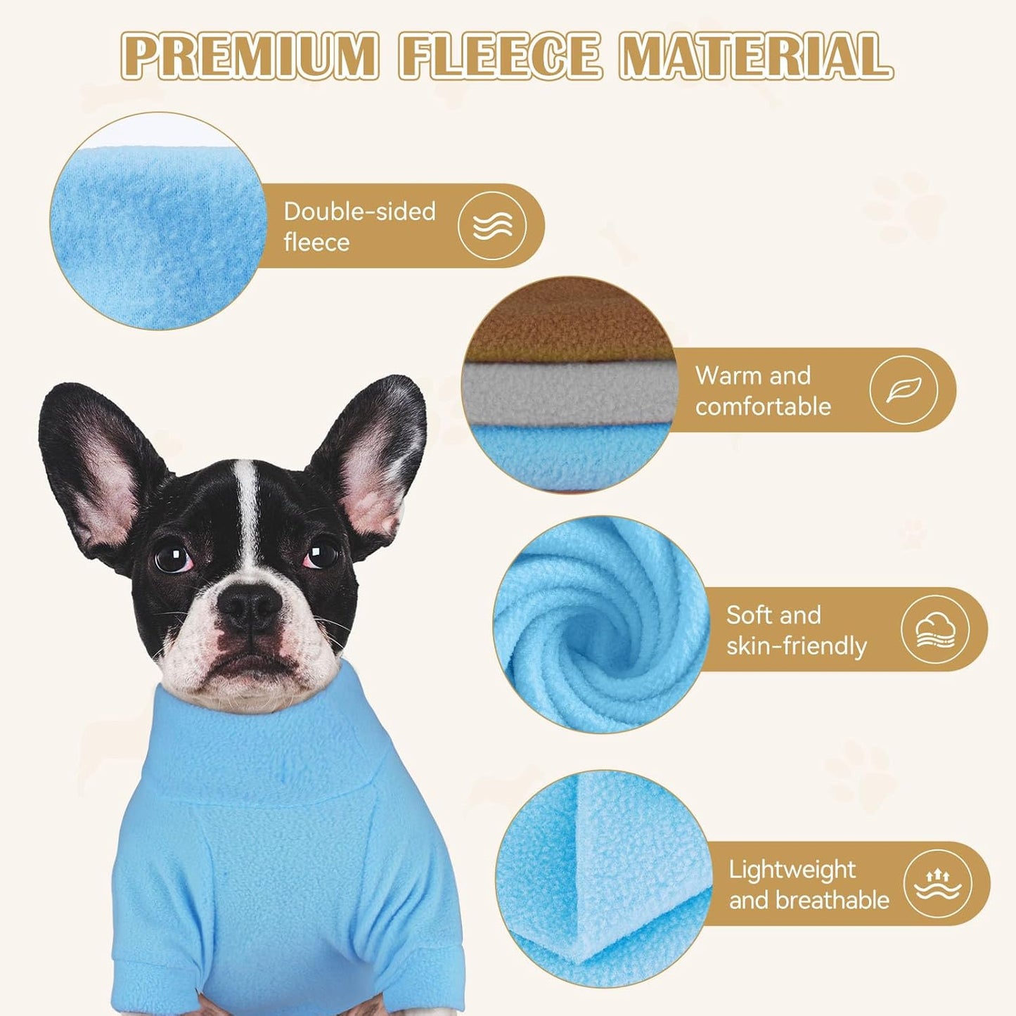 3 Pack Dog Sweaters for Small Dogs, Fleece Dog Sweater Pet Clothes Turtleneck Soft Warm Sweatshirt Puppy Sweater Boy Girl Pet(Gray+Blue+Coffee,S)