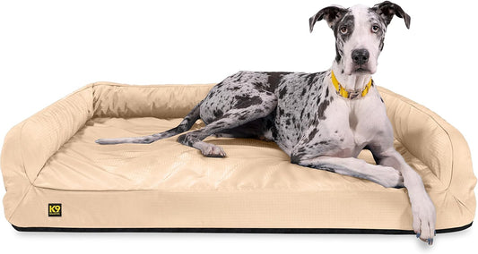 K9 Ballistics Tough Orthopedic XX-Large Bolster Dog Bed - Washable, Durable and Water Resistant Dog Bed - Made for (XXL) Big Dogs, 68"x40", Sandstone