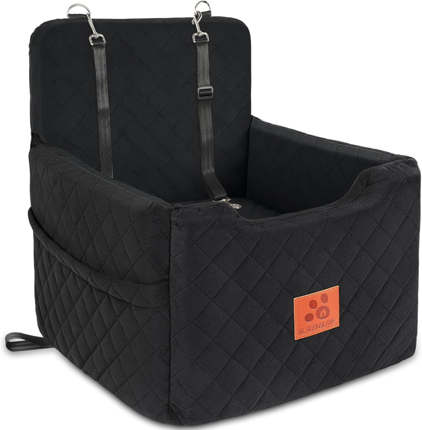 Dog Car Seat for Small/Medium Dogs Under 35lbs,Memory Foam Dog Booster Seats,Detachable and Washable Traval Pet Car Seat,Dogs Bed with 2 Safety Belts(Balck)