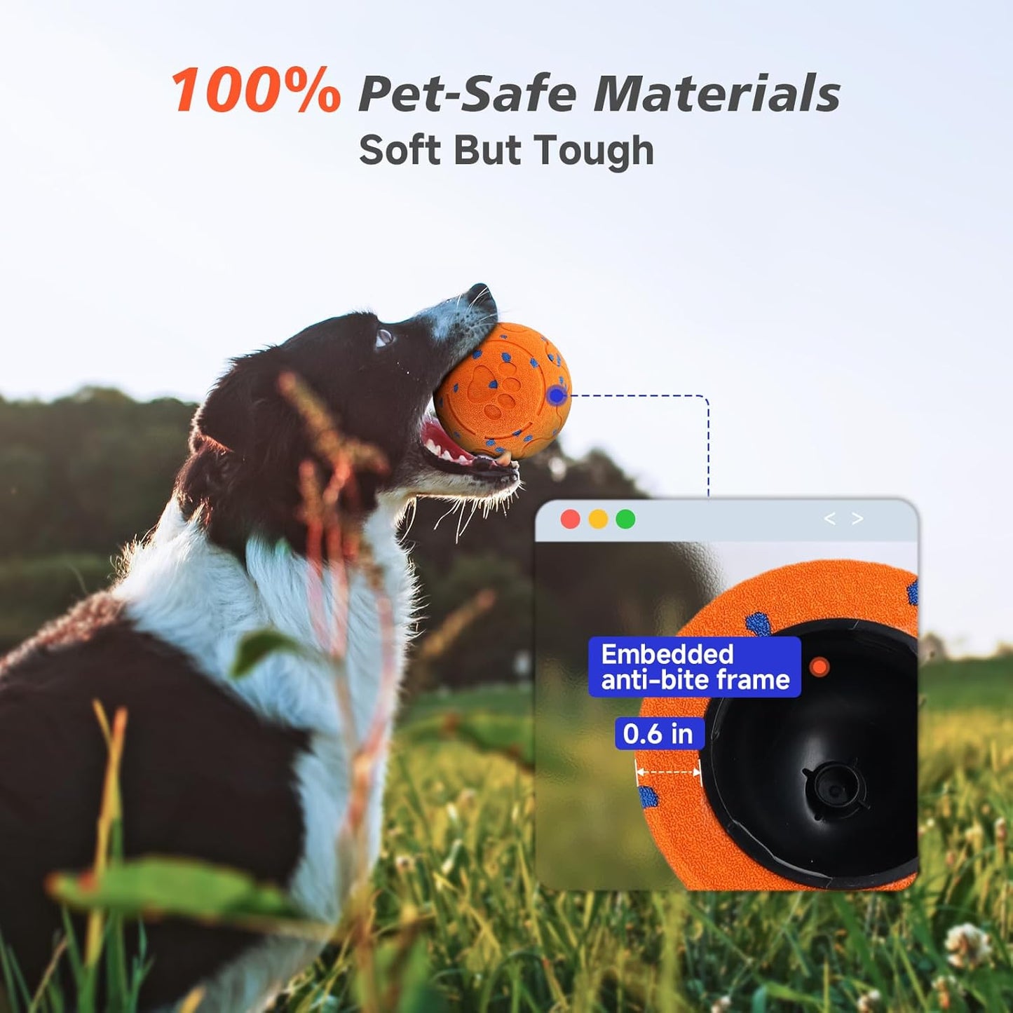 Interactive Dog Ball Toy, Automatic Moving Bouncing Rotating Smart Ball with 3 Modes, Durable E-TPU Material for Medium & Large Dogs, IP54 Waterproof Stimulation Toy to Keep Dog Busy & Active