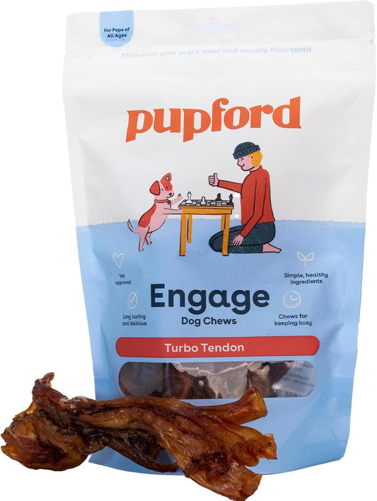 Pupford Turbo Beef Tendon Chews for Dogs & Puppies, All-Natural Dog Chew with Glucosamine for Joint Health, Long-Lasting Toy, Great for Teething (5 Count)