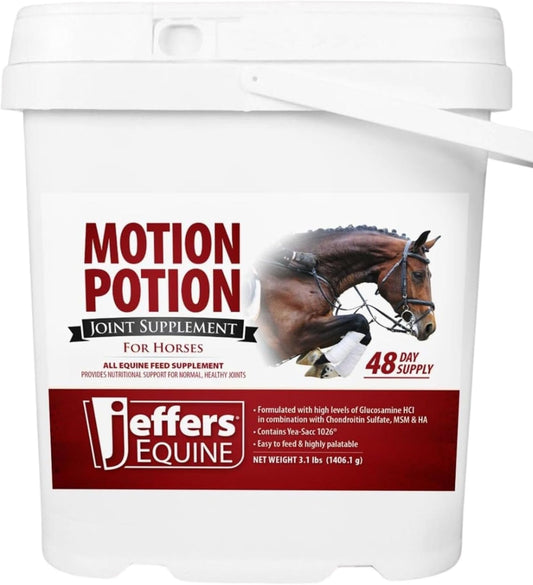 Jeffers Motion Potion Pellets Joint Supplement for Horses, 3.1lb- Glucosamine, MSM, Chondroitin, Hyaluronic Acid, & Vitamins. Daily Supplement for Safe, Easy to Feed, Fast Acting for Equine.