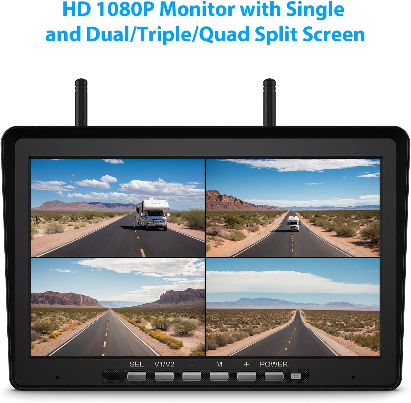 10.1&quot; RV Backup Camera Wireless System Plug and Play, Pre-Wired for Furrion RV Trailer Camper Motorhome, HD 1080P Split-Screen DVR Monitor with 1 Rear View &amp; 2 Side View Cameras, BY503