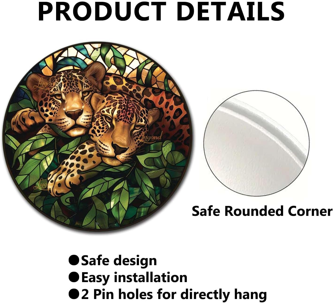 Lygond Metal Tin Circular Stained Glass Jaguar Vintage Club Sign - 1212 Inches