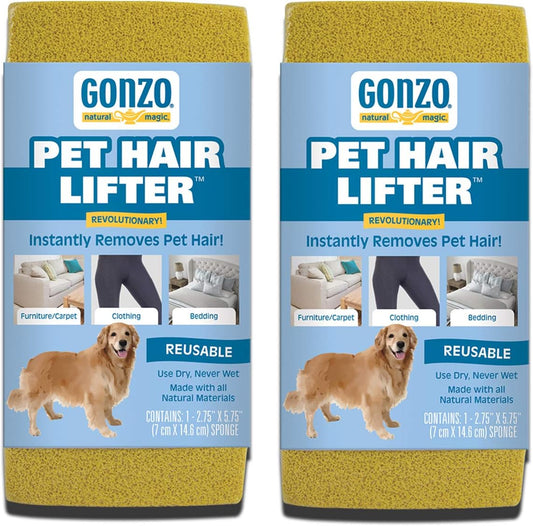 Gonzo Pet Hair Remover - 2 Pack - Lift and Remove Dog, Cat and Other Pet Hair from Furniture, Carpet, Bedding and Clothing