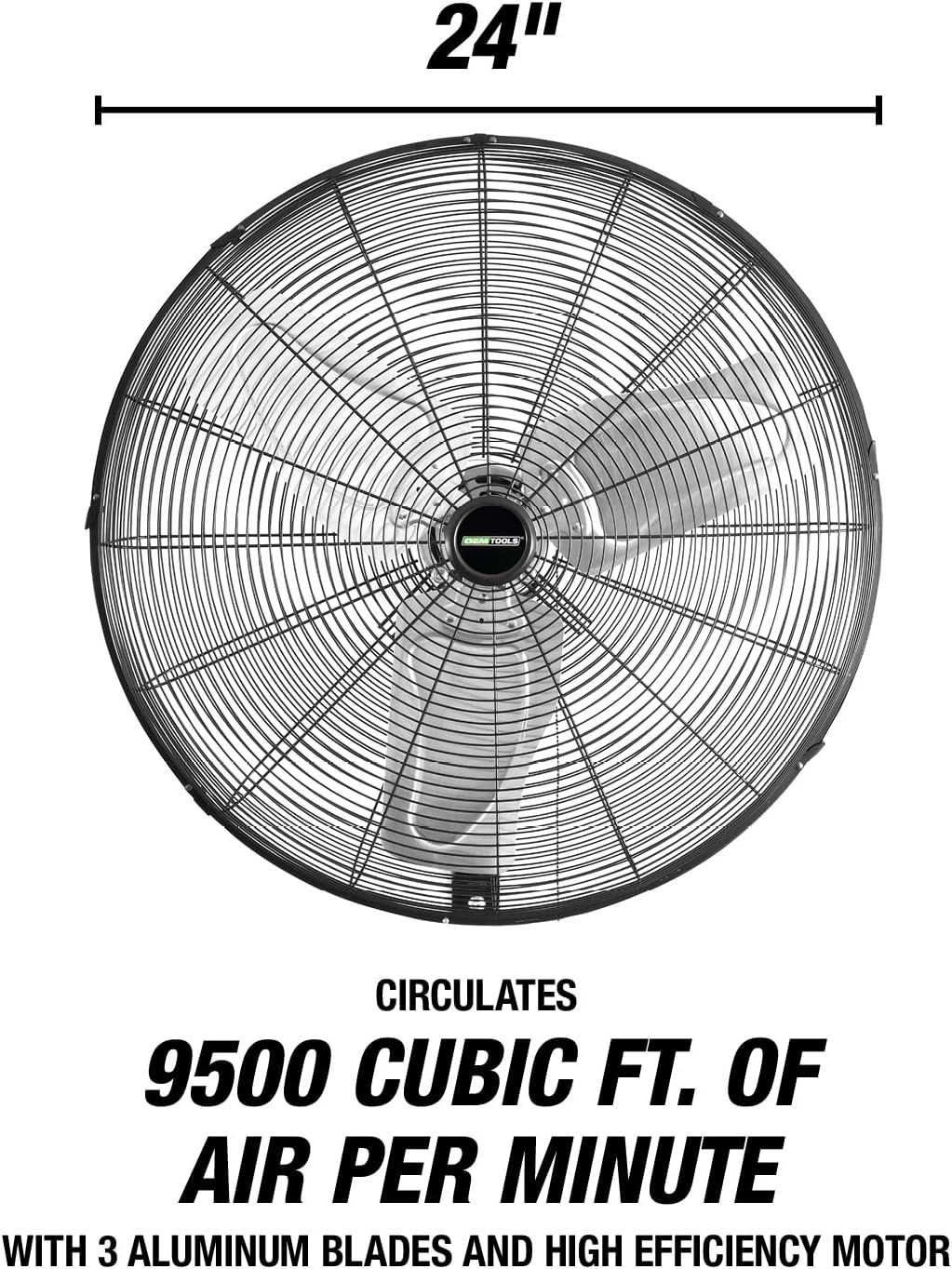 OEMTOOLS 24-Inch Wall Mount Fan, 90° Oscillating Fan 6500 CFM Max, 3 Speed Motor, Use in Garage, Gym, Warehouse, Factory and Jobsite