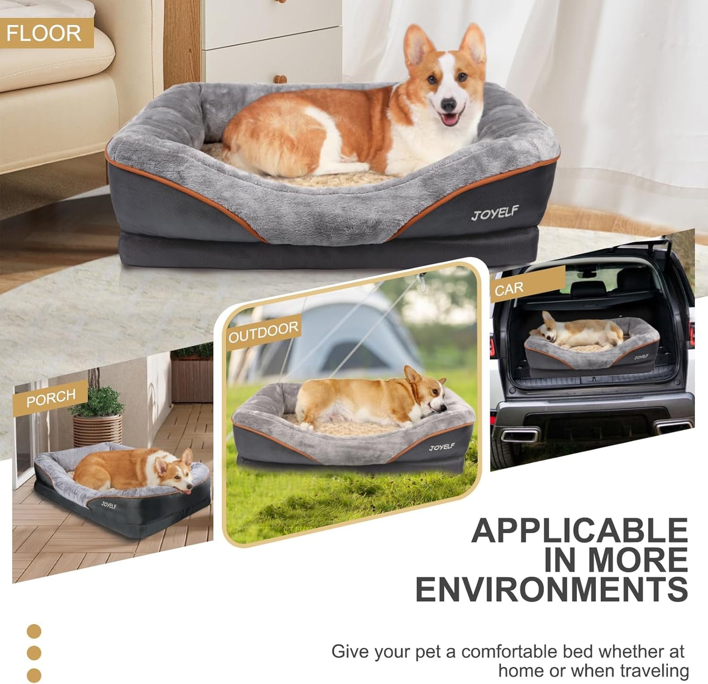 JOYELF XLarge Memory Foam Dog Bed, Orthopedic Dog Bed & Sofa with Removable Washable Cover and Squeaker Toy as Gift