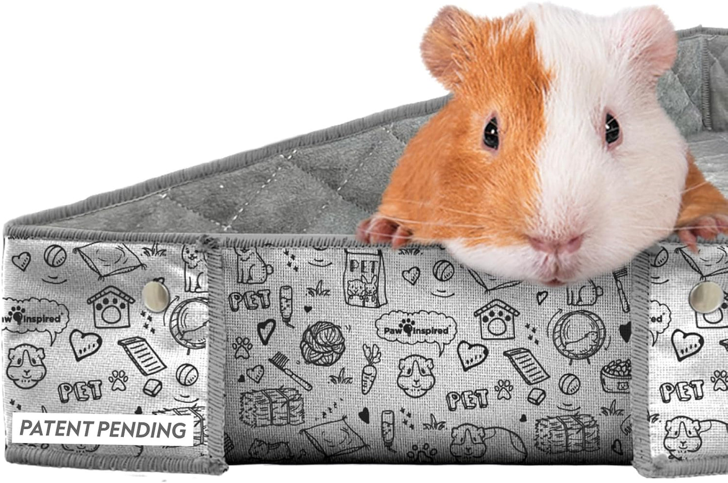 Paw Inspired Critter Box Washable Cage Liner with Raised Sides, Fleece Bedding with Waterproof Bottom, Edge Protected Pee Pads for Guinea Pigs, Rabbits, Hamsters, Small Animals (C&C 2x3 Size)