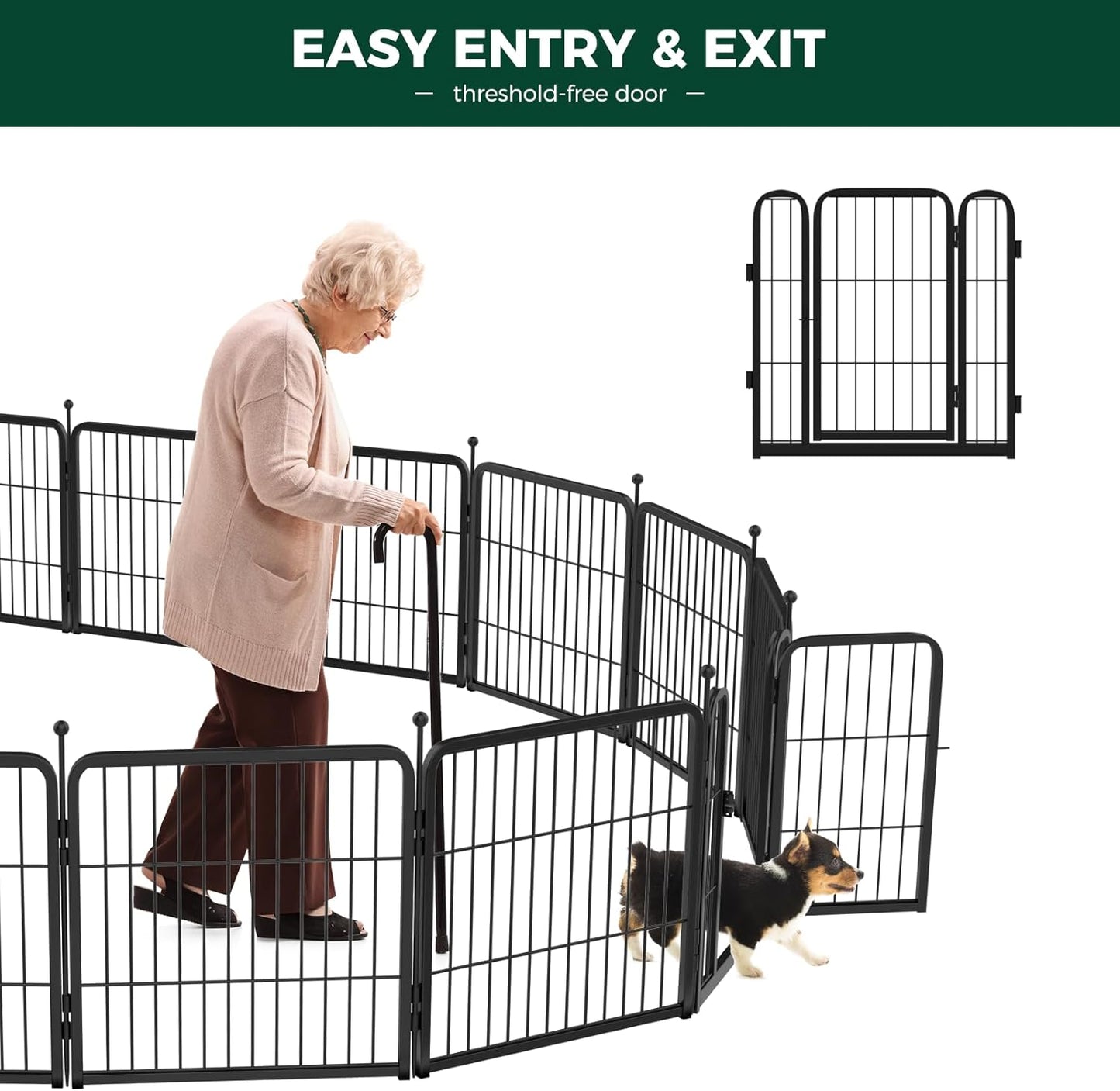 FXW Rollick Unleashed Dog Playpen for Indoor, Yard, RV Camping, 24 inch 24 Panels for Small and Puppy Dogs, Black│Patented