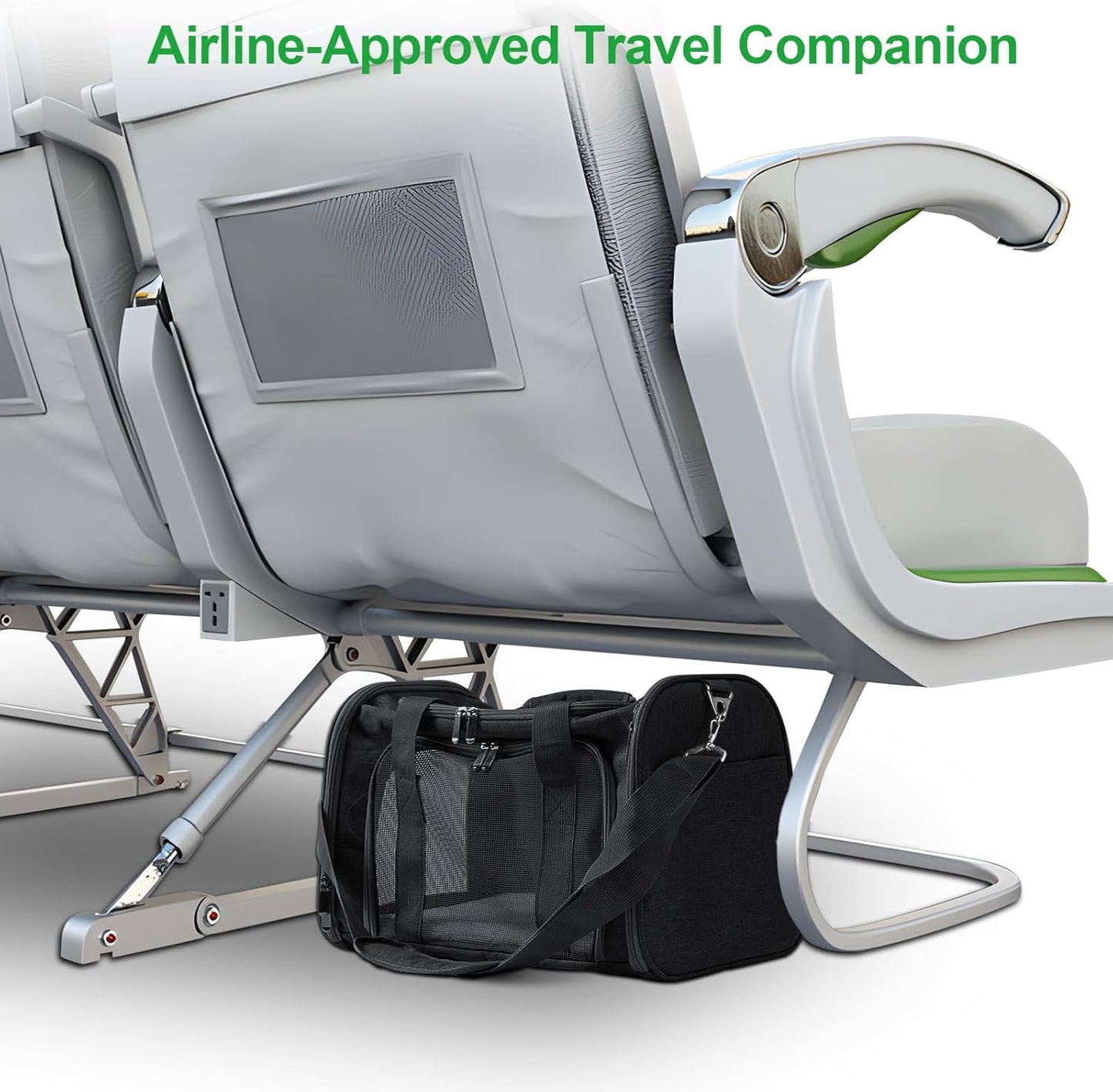 Roaringkitty Travel in Style: Portable Pet Carrier for Small Pets up to 15 Lbs- Airline Approved, Collapsible & Comfortable cat/Puppy Soft Sided Bag (Black)