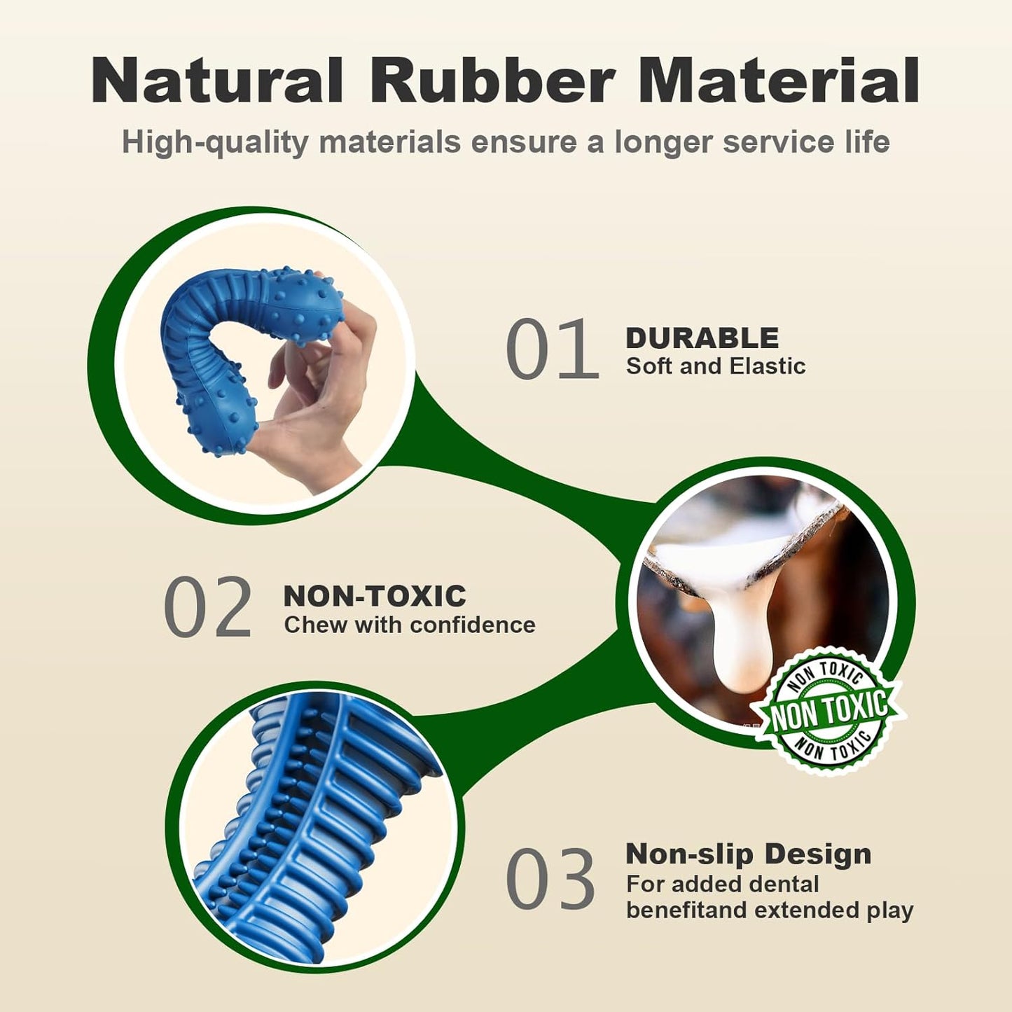 Dog Toys for Aggressive Chewers, Indestructible Chew Toys for Medium Large Dogs,Durable Rubber Dog Bones with Beef Flavor, Tough Dental Toy for Boredom Relief