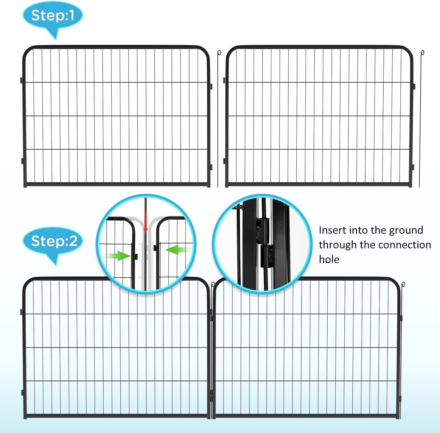 BestPet | Dog Playpen | 32 Inch, 6 Panels | Heavy Duty Metal Pet Exercise Pen | Indoor Outdoor Fence Panels | Rust-Resistant, Removable, Tool-Free Setup | Anti-Skid, Expandable Design