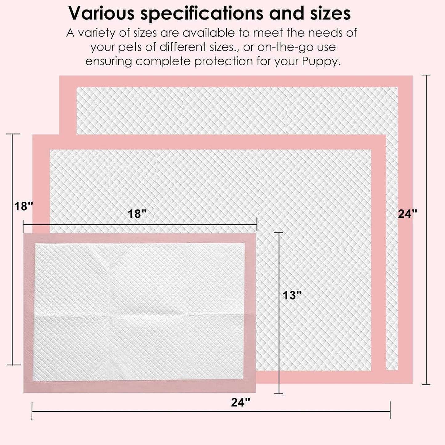 Pink Puppy Pee Pads, 24"x 24" 40 Count Disposable Puppy Pee Pad for Pet Toilet Training, Super Absorbent & Thick, Leak-Proof, Quick-Dry, Pet Potty Pads for Puppies, Dogs, Cats, Rabbits