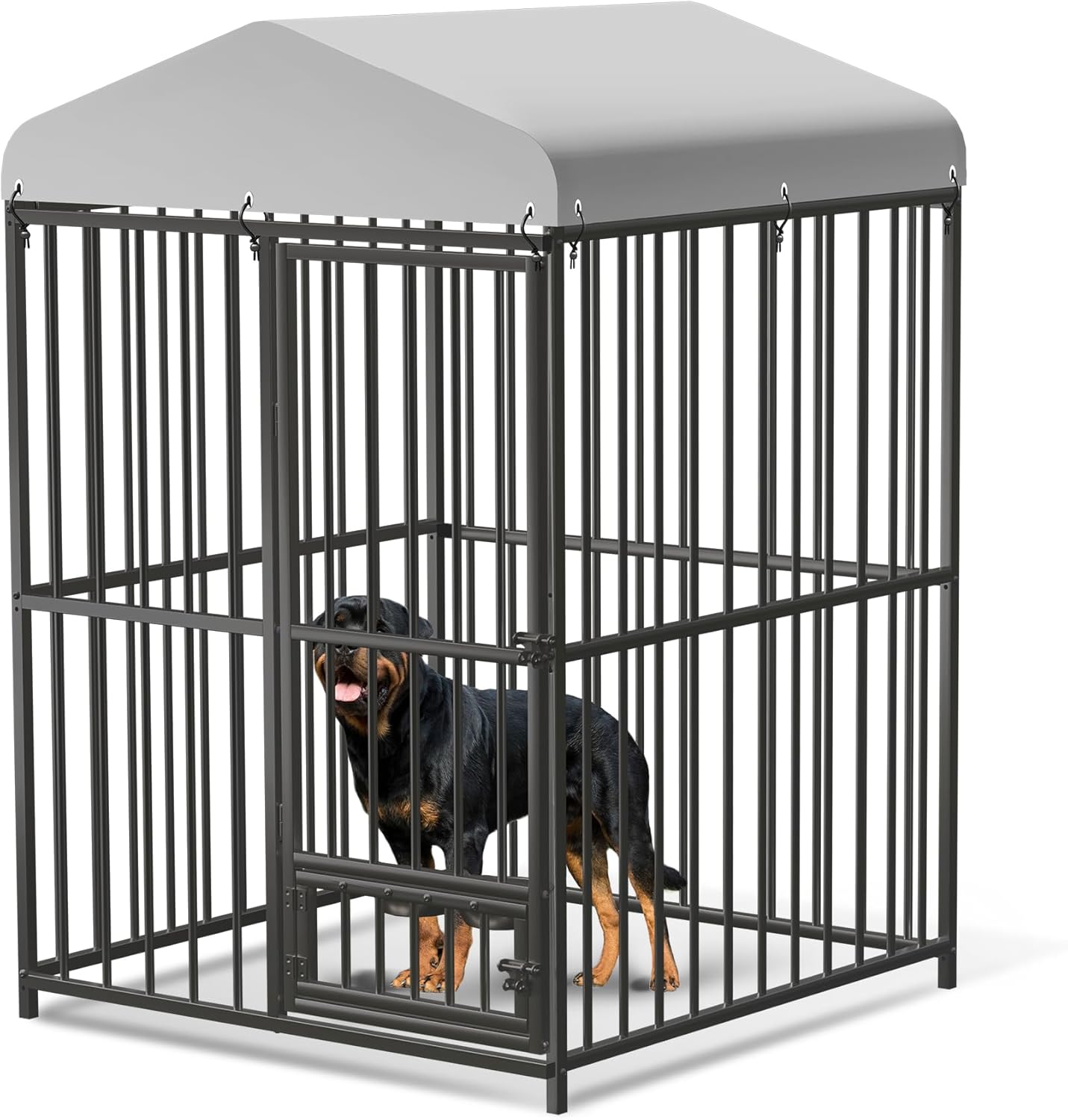 4x4x6 FT Outdoor Dog Kennel,Heavy-Duty Enclosures Outside with UV-Resistant Waterproof Roof Cover and Lock,for Medium and Large Dogs,Easy Assembly