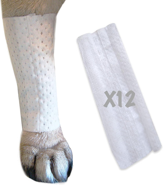 Protective Sleeve Tubular Cover - Bandages - for Dogs Cats and Other Pets First Aid Wound Care Comfortable Non-Adhesive Breathable & Water Resistant 12 Strips (yields 24-36 Covers)-(Medium)