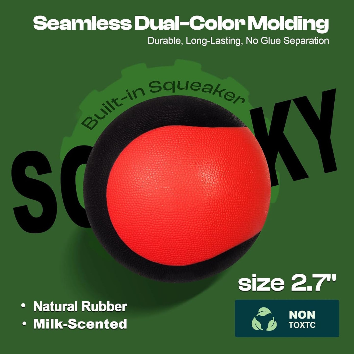 Interactive Squeaky Dog Toys Balls – Durable Rubber Dog Toy for Aggressive Chewers,High Bounce Dog Ball & Floating Fetch Ball,Indestructible Chew Toy for Medium & Large Dogs