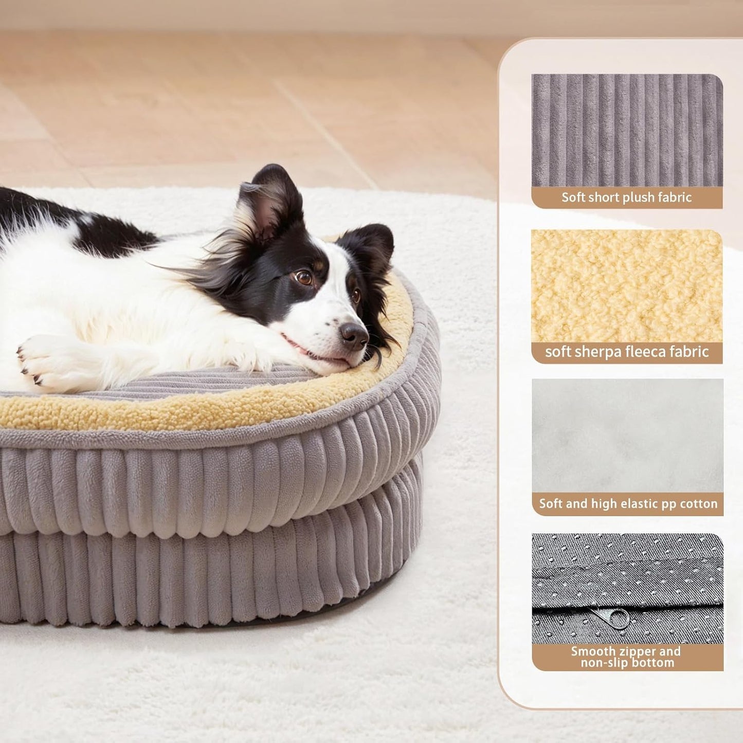 Orthopedic Dog Bed for Medium Dogs Breeds, High Density Egg Crate Foam Dog Sofa Beds,Oval Kennel Bed, Pet Couch Bed with Four Sided Bolster, Removable Washable Cover& Non-Slip Bottom