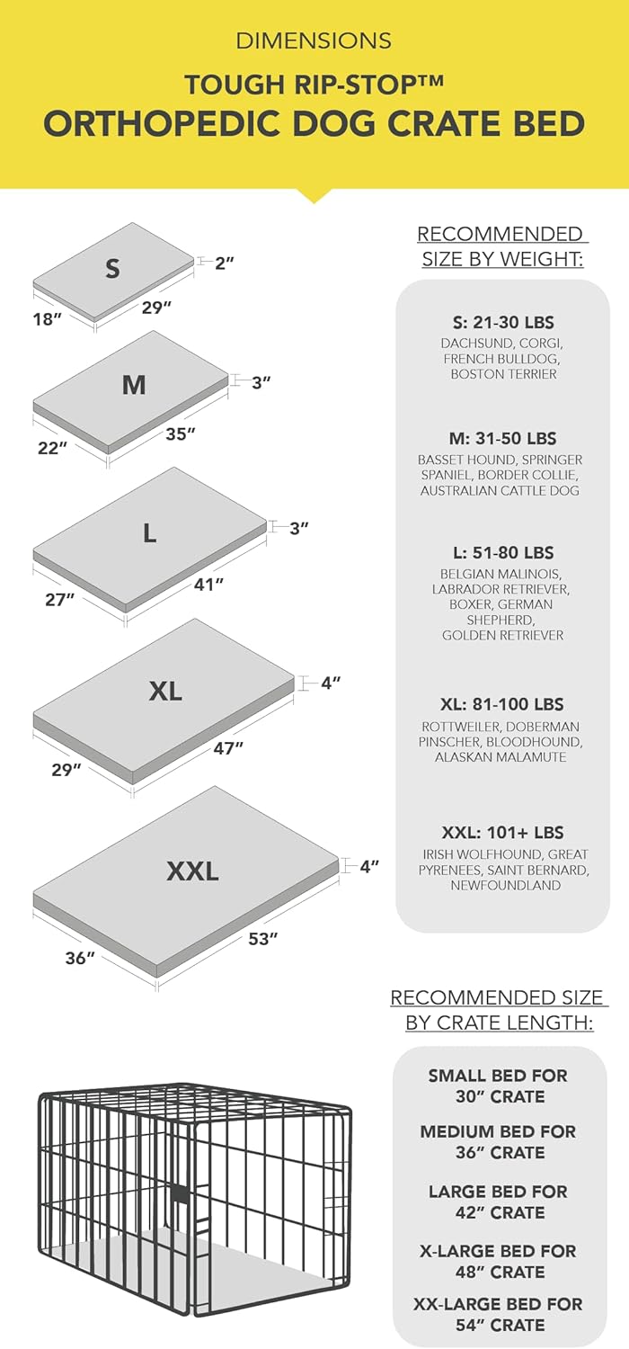 K9 Ballistics Tough Ripstop Orthopedic Dog Crate Bed - Durable Pad with Washable Cover, for Wire Crates, Tie-Downs Included, Size: Small 29"x18", Blue Quartz