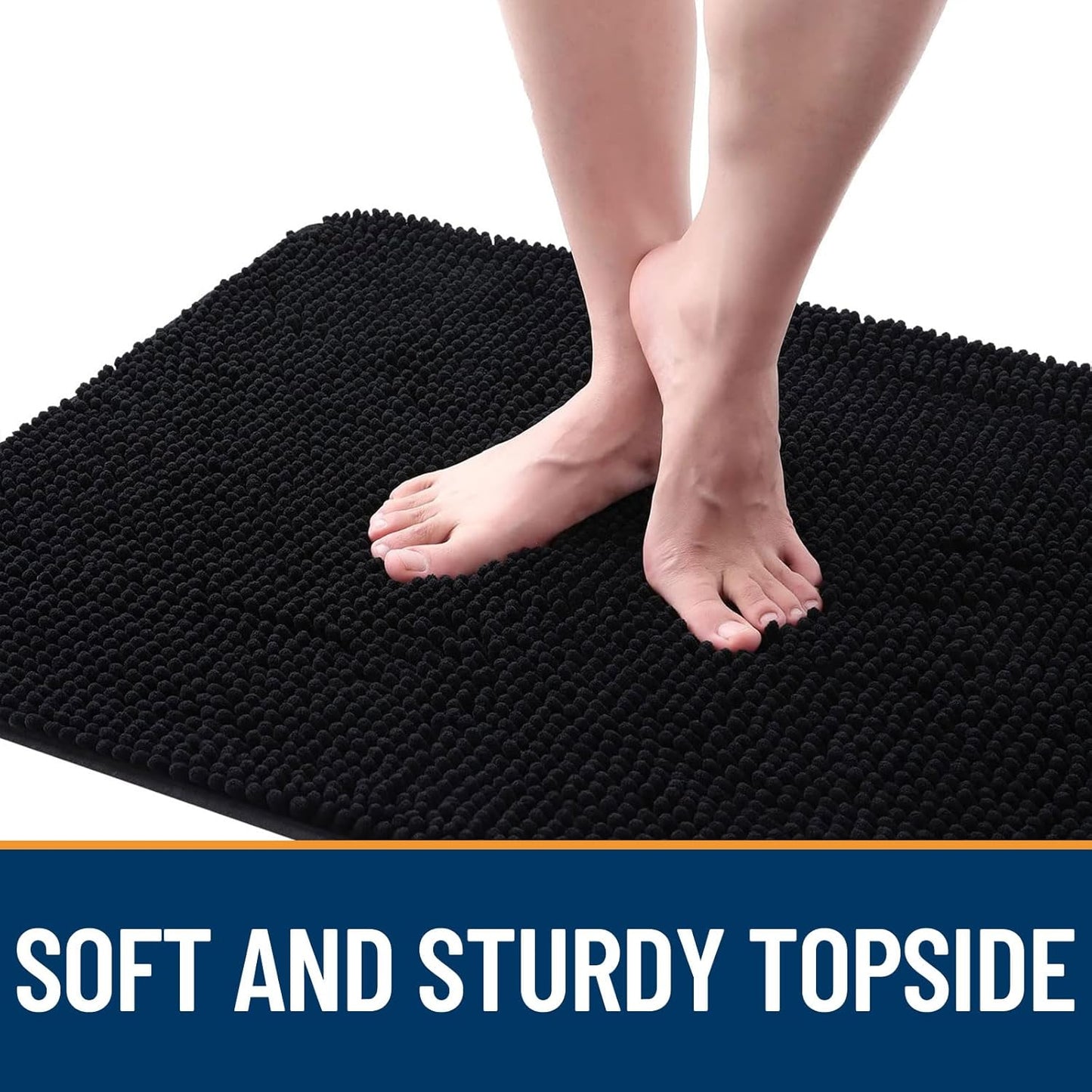 OLANLY Dog Door Mat for Muddy Paws 30x17, Absorbs Moisture and Dirt, Absorbent Non-Slip Washable Doormat, Quick Dry Chenille Mud Mat for Dogs, Entry Indoor Entryway Carpet for Inside Floor, Black