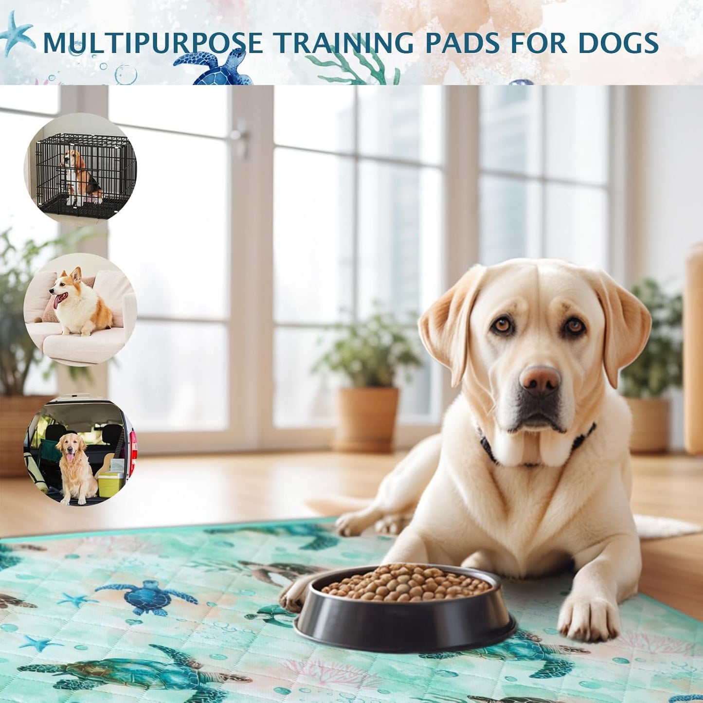 IEUUMLER Washable Pee Pads for Dogs, 1 Pack Reusable Waterproof Puppy Pads, Non-Slip Super Absorbent Dog Training Pad for Playpen Crate Bed EU012