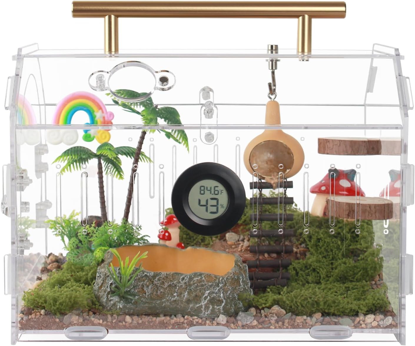 Acrylic Tarantula Enclosure – Escape-Proof Reptile Terrarium with Magnetic Lock, Front Opening for Easy Cleaning, Ideal for Jumping Spiders, Hermit Crabs & Small Pets