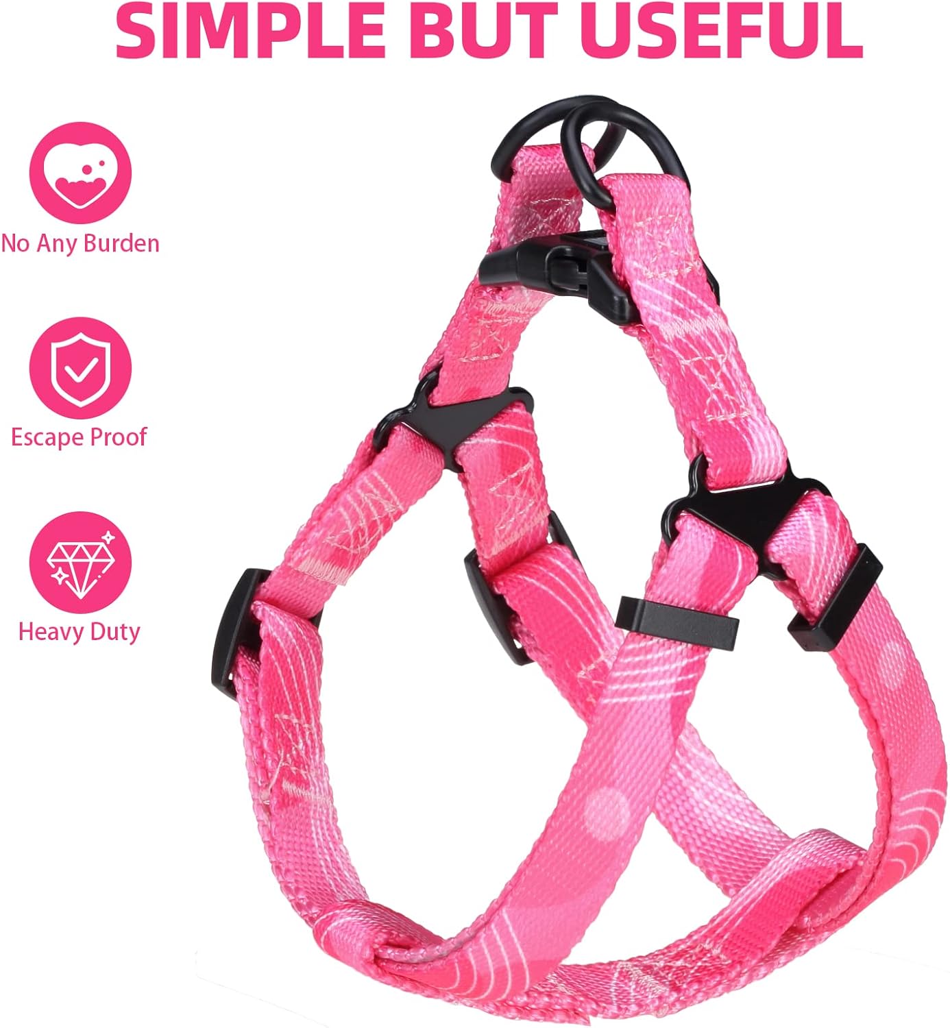 PUPTECK No Pull Dog Harness Soft Adjustable Basic Nylon Step in Puppy Vest Outdoor Walking with Leash Medium