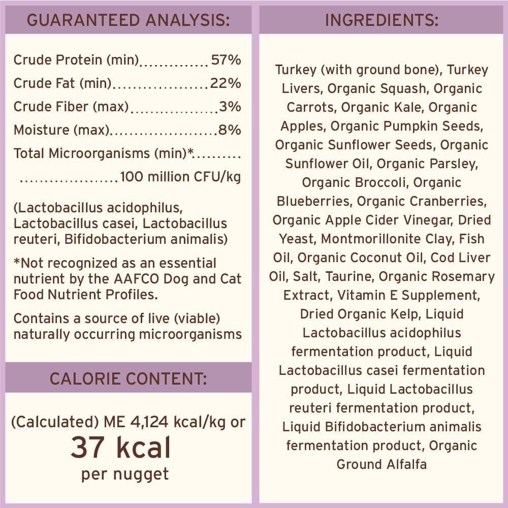 Primal Freeze Dried Raw Cat Food Nuggets Turkey, Complete & Balanced Meal or Topper, Premium, Healthy, Grain Free, High Protein Raw Cat Food with Probiotics (14 oz)