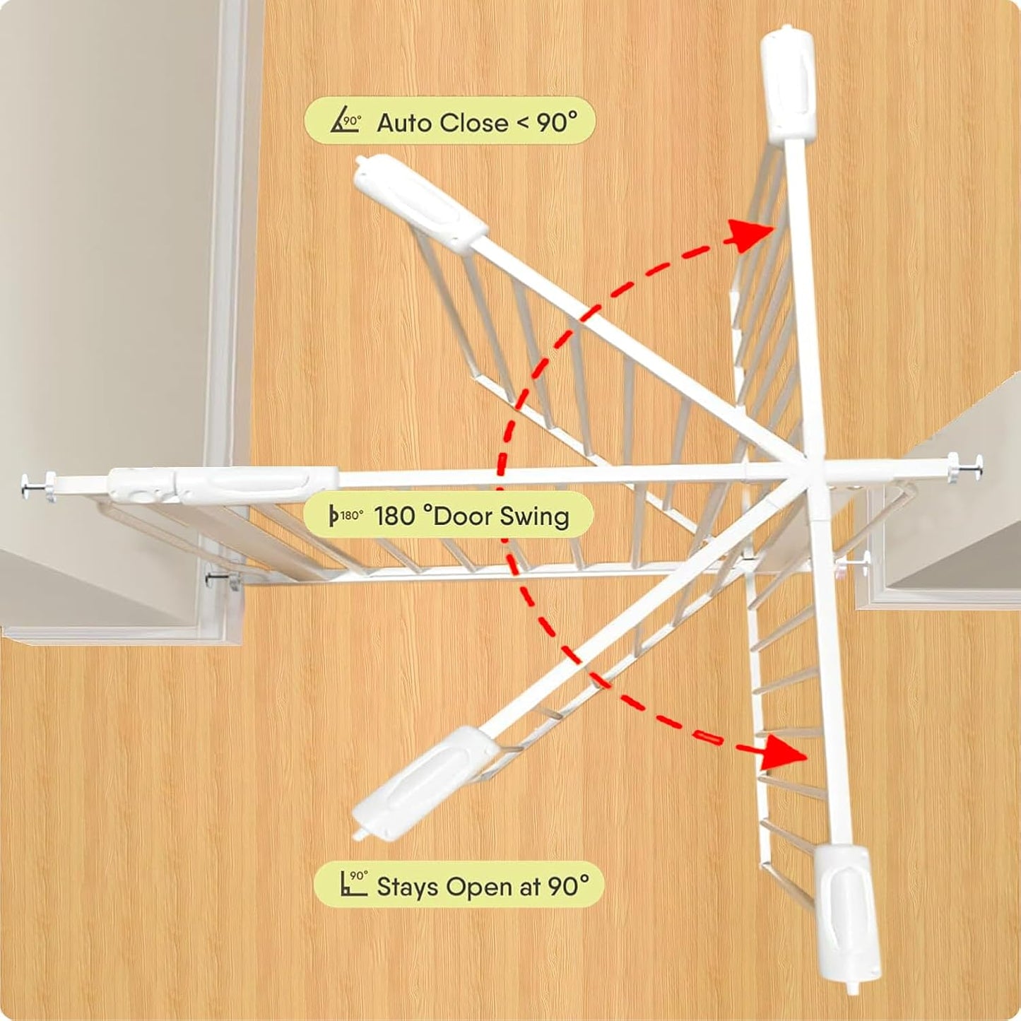 Extra Wide Baby & Dog Gate 62-67 Inch, Pressure Mounted No Drilling, Adjustable Indoor Safety Gate for Stairs & Wide Doorways - Metal Design for Kids and Pets, White