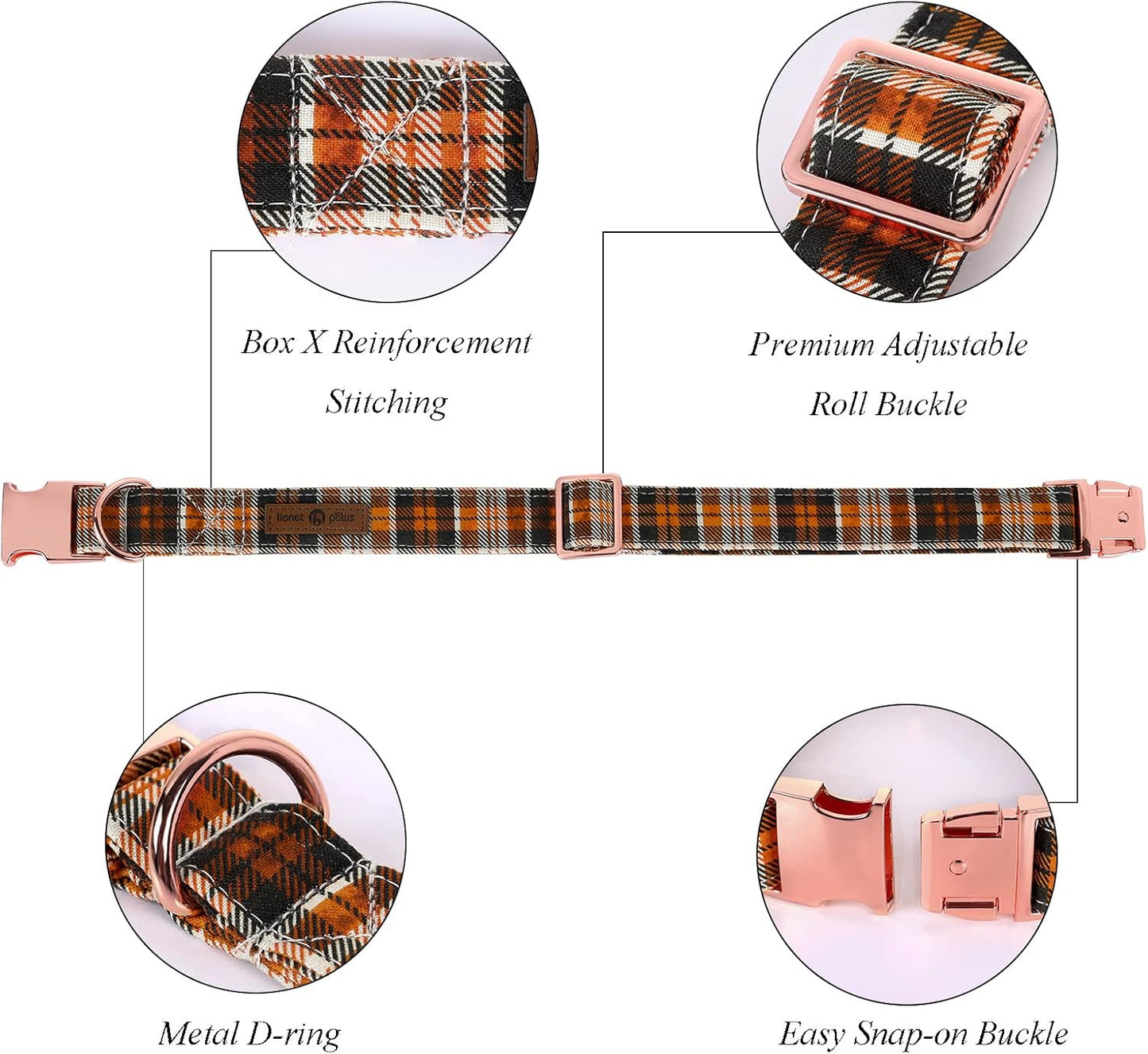 Lionet Paws Halloween Dog Collar with Bowtie - Cute Cotton Adjustable Fall Bowtie Dog Collar with Metal Buckle for Small Medium Large Dog Girl Boy Gift, XXS, Neck 7-11in