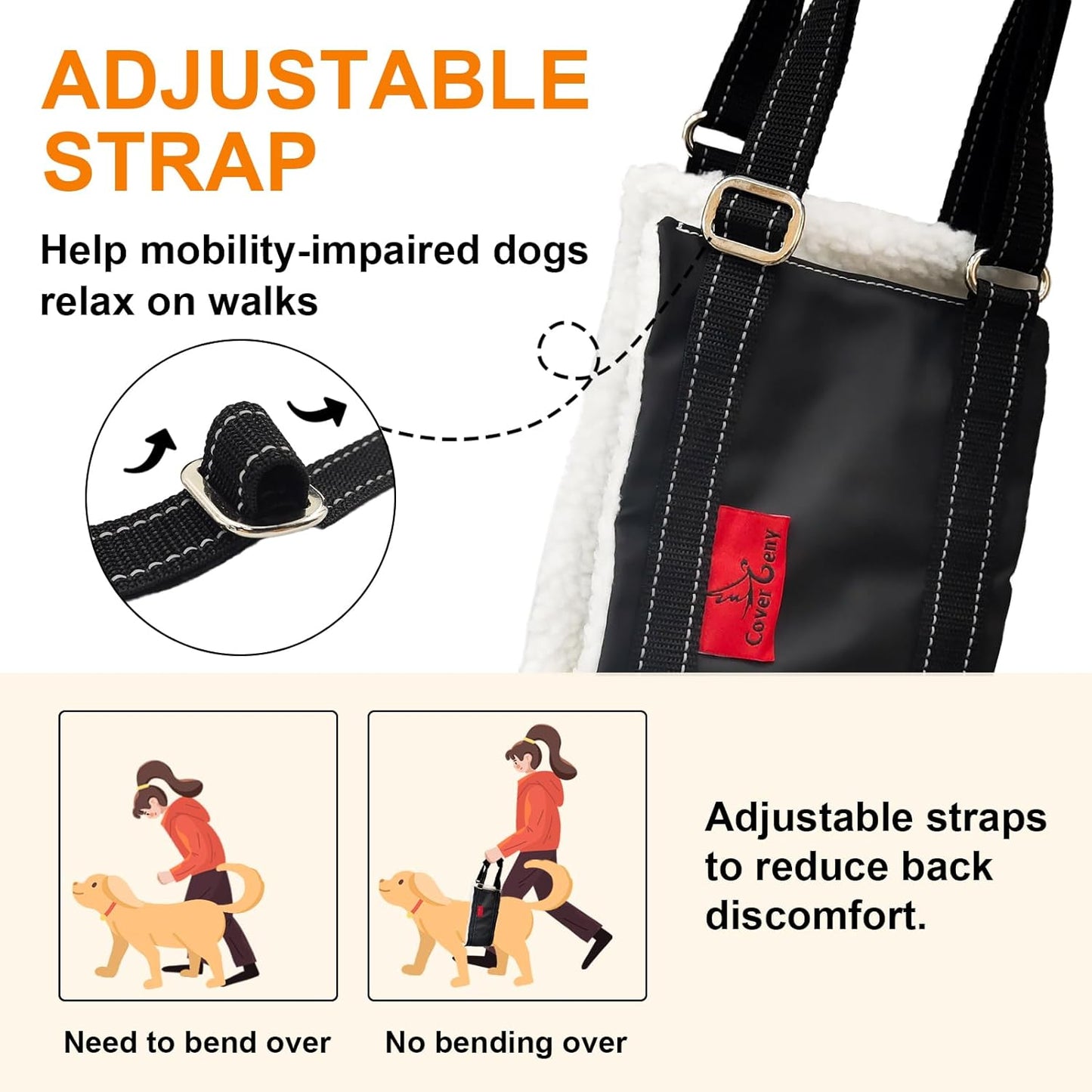 Leather Dog Lift Harness,Sling for Large Dogs Hind Leg Support,Support Harness for Back Legs,Dog Rear Lift Harness Assist for Senior,Injured,Post ACL,TPLO Surgery Recovery Essentials,Mobility aids L