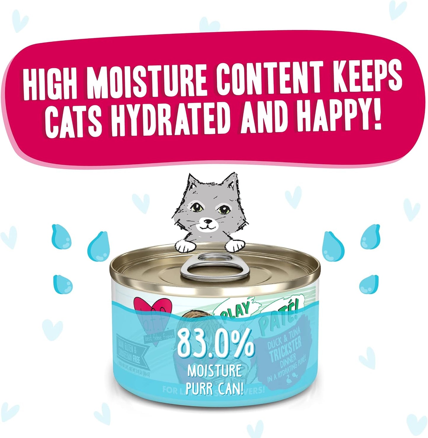 Weruva B.F.F. Play - Best Feline Friend Paté Lovers, Aw Yeah!, Duck & Tuna Trickster with Duck & Tuna, 2.8oz Can (Pack of 12)