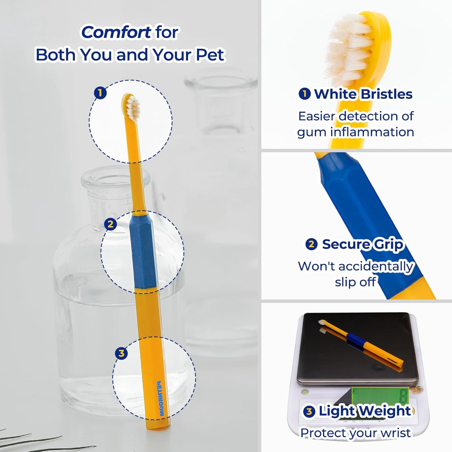 PETHROOM] Pet Toothbrush - Cats, Kitten, Small Dog Dental Care, Removing Teeth Tartar | Soft Bristle Cleaning Toothbrush Cat (Extra Small)