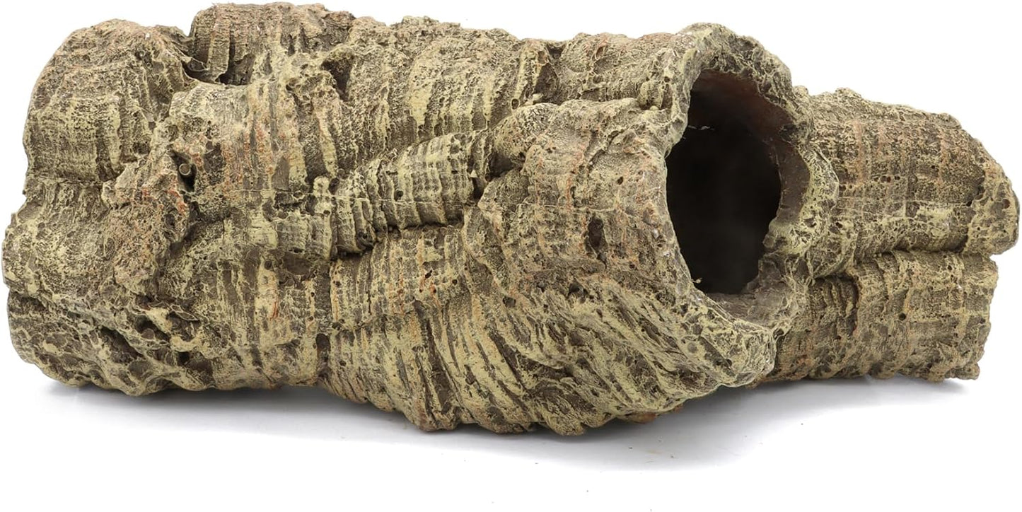 Reptile Terrarium Hideout Decor, Resin Wood Hide Decor for Reptiles, Fish, Amphibians, Small Animals (Medium)