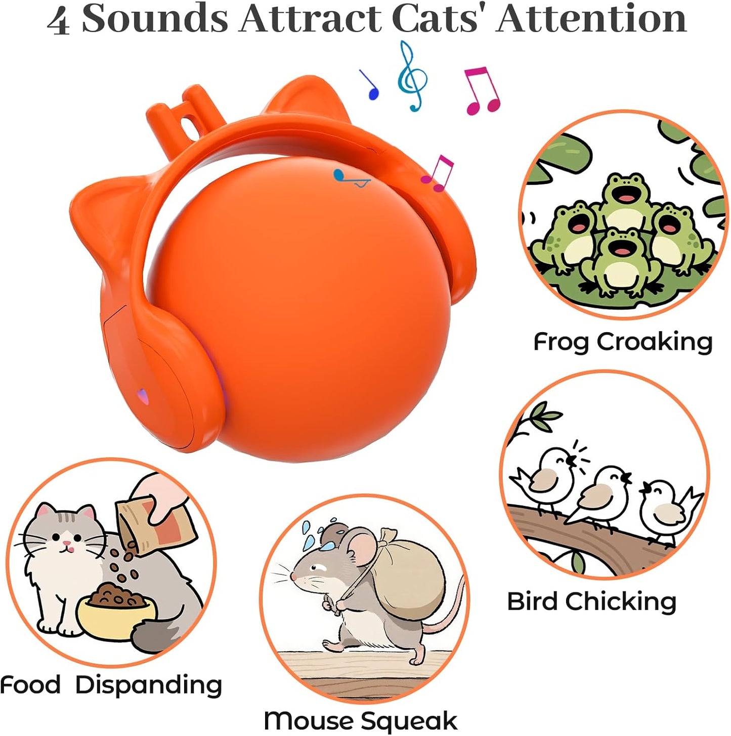 ORSDA Cat Toys for Indoor Cats, New Intelligent Voice Timing Touch Control Cats Ball, Simulate Mouse Sound Kitten Toy, Automatic Interactive Moving Cat Toy for All Ages
