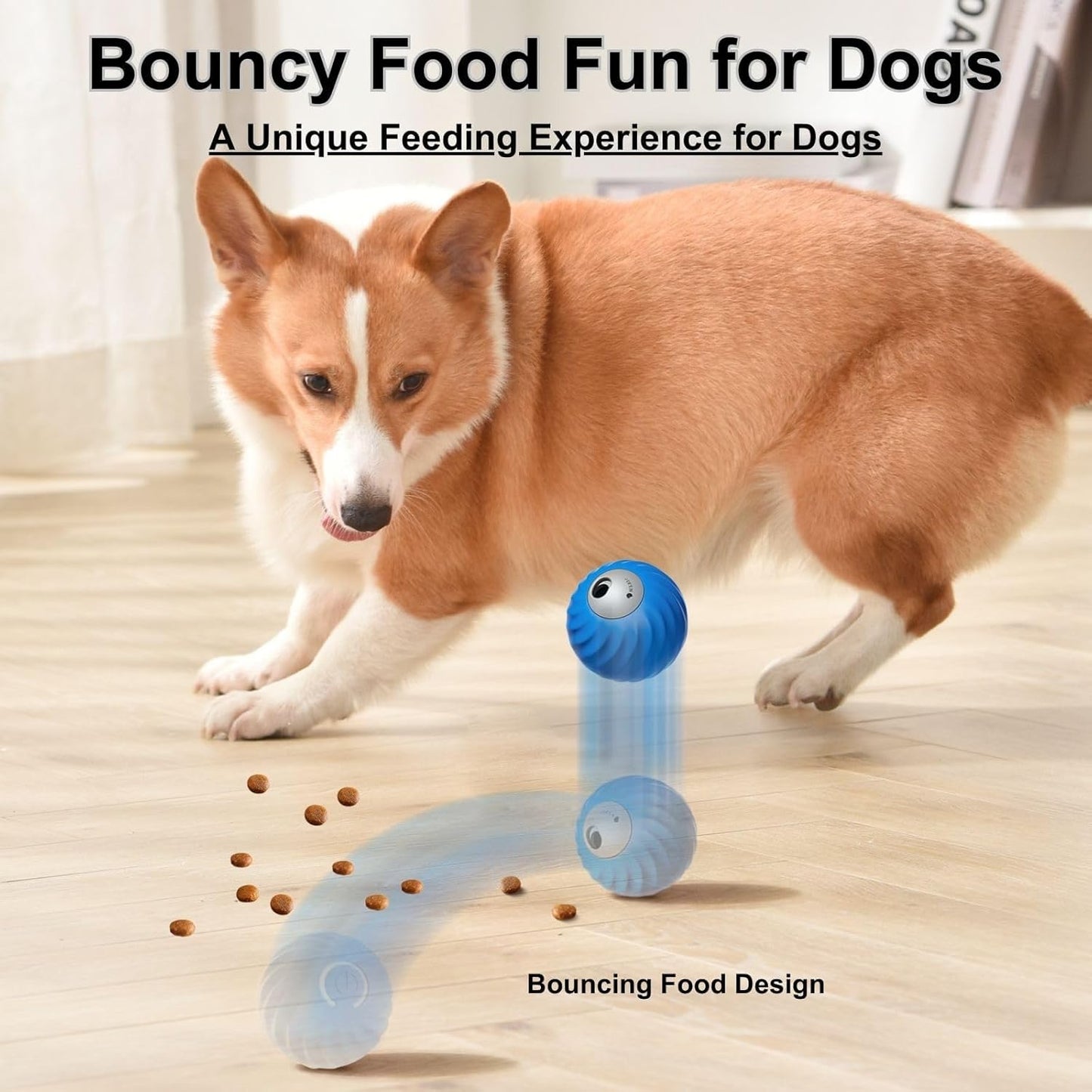 Zoomie Buddy 2.0, Zoomie Buddy for Dogs, 2 in 1 Smart Touch Interactive Dog Balls ＆ Pet Feeder, 2.83" Diameter, Suitable for Small/Medium Dogs, with Fruit Plush Cover (Blue, 3*Mix)