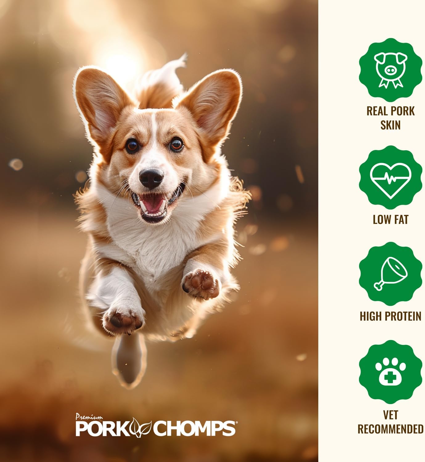 Pork Chomps Pressed Pork Skin Dog Chews, 2.5-inch Rings, Real Chicken, 8 Count (Pack of 2)