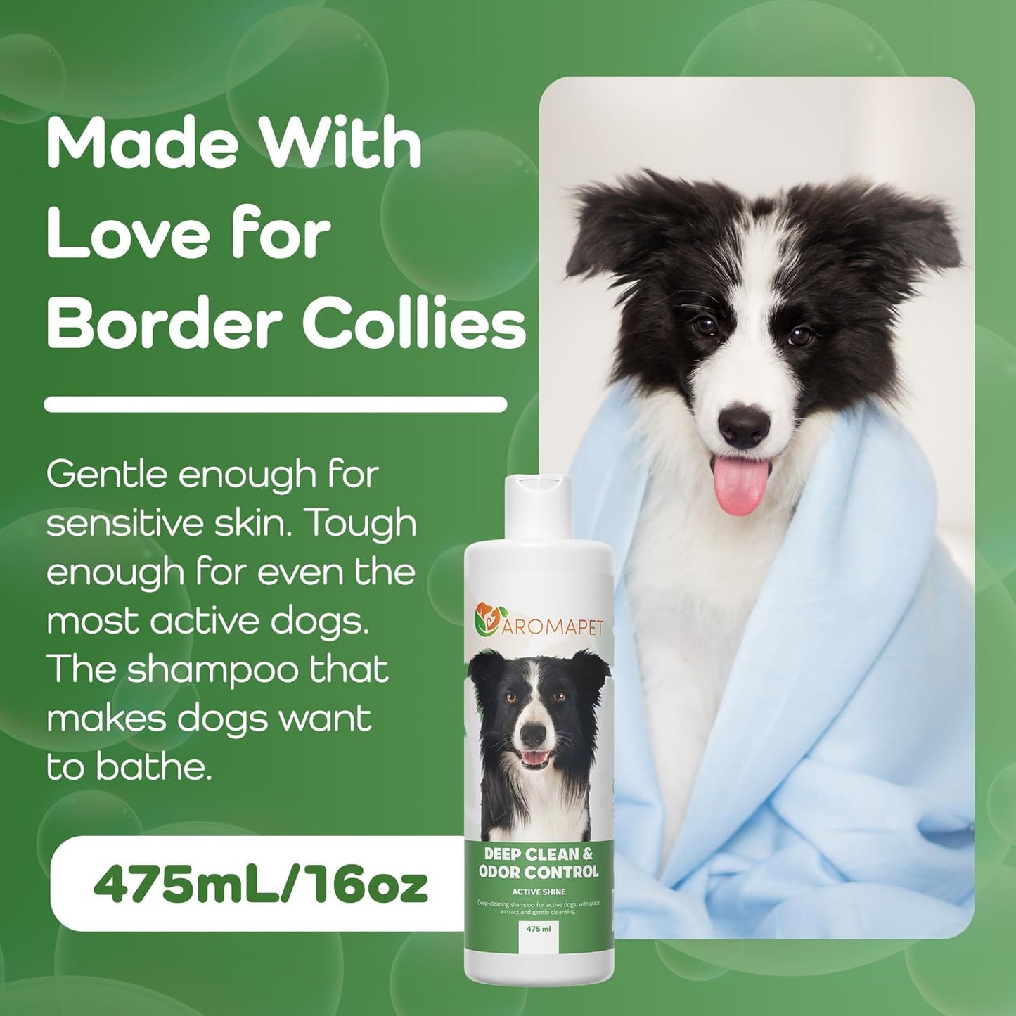 Sensitive Care -Tangle-Free-Silky Shine Softening and detangling Shampoo, Delicate Coat Clean & Odor Control Shampoo – Advanced Shine Formula for Dogs (Border Collie, 16 Fluid Ounces)